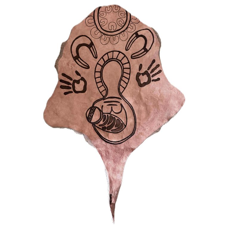 Kangaroo Skin with Indigenous Artwork by Bobby Blair